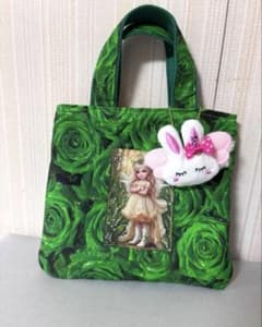 ハンドメイド♡妖精の女の子 パネルバッグ お散歩バッグ うさぎ天使の