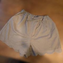 キッズ ハーフパンツ ベージュ リボン スカラップ