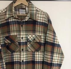 希少好配色 90s USA製 ファイブブラザー チェック ネルシャツ ベージュ