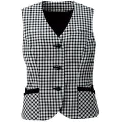 中古Folk11号ベスト/FV35818/白黒チェック柄/OL事務服のサムネイル