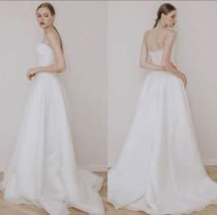Lサイズ シンプル上品 ビスチェ風 Aライン ウェディングドレス 結婚式 前撮りのサムネイル