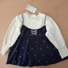 【新品未使用】赤ちゃん本舗 花柄 レイヤード風　ベロア　トレーナー 90のサムネイル