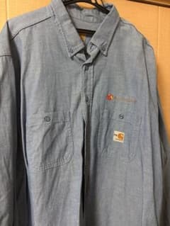 古着 Carhartt FRボタンダウン ワークシャツ シャンブレーシャツ 青のサムネイル