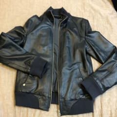And A アンドエー ラムレザージャケット ライダース ネイビー サイズ42のサムネイル