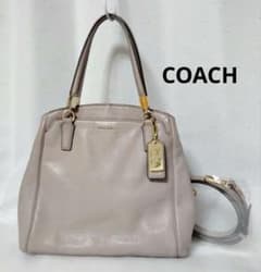 COACHハンドバッグ 27862 レザー グレージュ 2WAY ショルダー - メルカリ