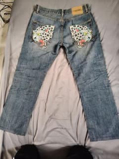 希少美品！Ed Hardy Denim ストレートデニム ヒョウ刺繍w32のサムネイル