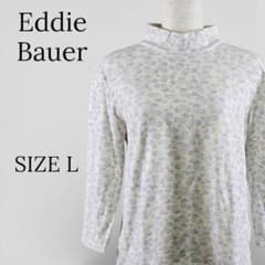 Eddie Bauer 七分袖 ハイネック カットソー 花柄 L