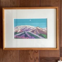 阿部笙子作 日本画 女性 着物 月 狐 木版 版画 アート 美術 芸術 額縁 美品！額装木版画 木版画家阿部笙子作品「はる」1994年11/60 - メルカリ