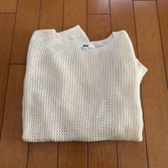 【UNIQLO】アイボリー メッシュ編み 長袖ニットのサムネイル