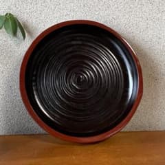 伝統工芸品】香川漆器 象谷塗 独楽彫 丸盆 菓子器 漆塗 天然木 - メルカリ