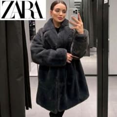 未使用級 ZARA ザラ♡フェイクファー コート ビッグカラー テディベア M 新品タグ付】ZARA ザラ フェイクファーコート ふわモコテディベア