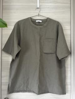 【L】グリーンレーベルリラクシング リネン混 半袖Tシャツ カーキのサムネイル