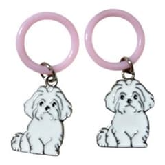 犬のチャーム ピンクリング付き 2個セット　マルチーズのサムネイル