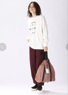 ニコアンド/M/白/ドッグプリント/長袖Tシャツ/オーバーサイズ/カジュアルのサムネイル