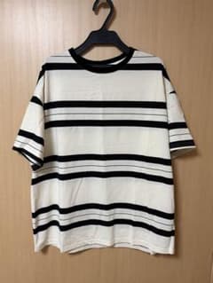 ボーダー柄 半袖Tシャツ ホワイト×ブラックのサムネイル