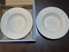 【未使用】　Wedgwood お皿　スーププレート　食器　ペア皿　アイボリーのサムネイル