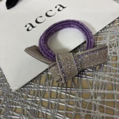 acca ヘアゴム リボン付き パープル ドレスポニー - メルカリ