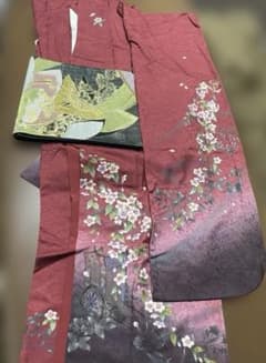 振袖セット やまと 振袖 長襦袢 袋帯 正絹 赤 黒 価格24000円 - メルカリ