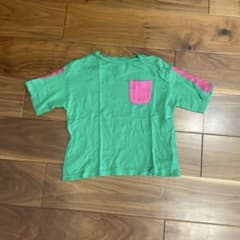 キッズ用 配色Tシャツ グリーン×ピンクのサムネイル