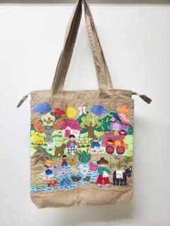 A4 刺繍トートバッグ カラフル 海外土産 チャック付きのサムネイル