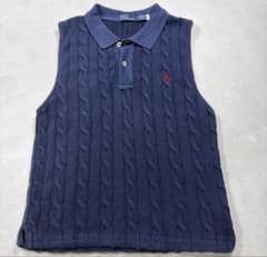 25年•極美品⭐︎ラルフローレン ノースリーブ ケーブルニットクロップドポロシャツ 25年•極美品⭐︎ラルフローレン ノースリーブ ケーブルニット