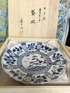 九谷焼⭐︎山本長左作⭐︎染付 松に鳥 盛皿30cm - メルカリ