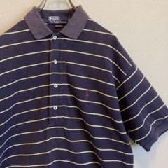 90s ラルフローレン ボーダー ポロシャツ 刺繍ロゴ ゆるだぼ vintageのサムネイル