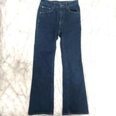 極美品 GU ミドルライズ フレアデニム 濃紺 S