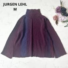【美品】JURGEN LEHLヨーガンレール　タートルネック　長袖　切り替え　茶 JURGEN LEHL ヨーガンレール シワ加工タートルネック コットン100