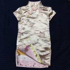 チャイナドレス ピンクゴールド 花柄 子ども用のサムネイル