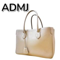 美品 ADMJ トートバッグ ハンドバッグ 金金具 レザー シボ革 - メルカリ