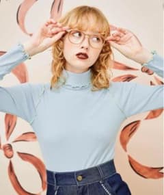 poppy あさぎーにょ タートルリブトップス（ライトブルー）のサムネイル