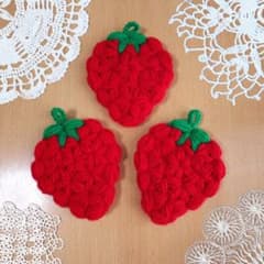 洗い心地抜群!!ふわふわエコたわし☆イチゴ3枚セット☆のサムネイル