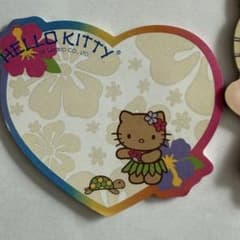 ハローキティ　　HAWAII土産のヘアーブラシ　　付箋メモ用紙 ハローキティ ハワイ 日焼け 付箋 メモ ABCストア 2006 平成 レトロ