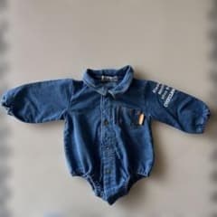 長袖ロンパース　デニム調　ベビー服　70センチのサムネイル
