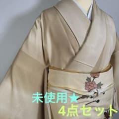 2803☆未使用セット☆良柄小紋 明綴れ帯 本郷大田子帯揚げ 帯締め付 