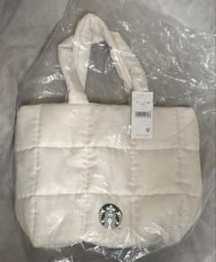 【新品】Starbucks キルティングトートバッグ ホワイトのサムネイル