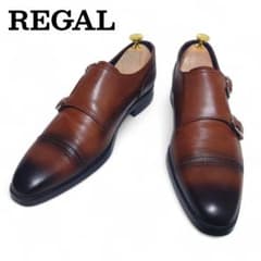 リーガル 37HR ゴアテックス ストレートチップ ダブルモンク 茶 27EEE