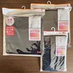 【新品・未使用】極暖ヒートテックМ（黒2枚）＋タイツM〜L（黒1枚）のサムネイル