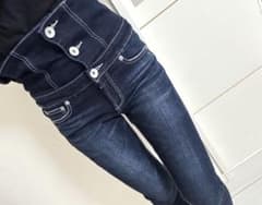 【 GYDA 】H/Wボタン BACK WレースUPスキニーパンツ(インディゴ)のサムネイル