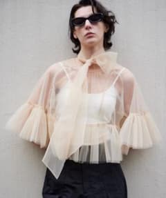 【美品】MAISON SPECIAL チュール ボウタイ ブラウス ベージュのサムネイル