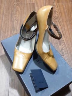 PRADA/プラダ◆スクエアトゥのブロンズ系バイカラーパンプス♪37.5のサムネイル