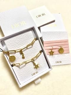 Dior ノベルティ ゴールド チャーム ストラップ ブレスレット 5箱セット Dior ディオール 星型チャーム付き ストラップ ゴールド ブレスレット