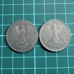 旧ドイツ 5ドイツマルク硬貨 2枚セットのサムネイル