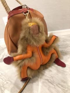 LOEWE ロエベ モンキーチャーム キーホルダー ムートン スネークスキン 