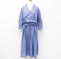 【sale!美品!】シャツ　ワンピース　GU ストライプ　ロングのサムネイル