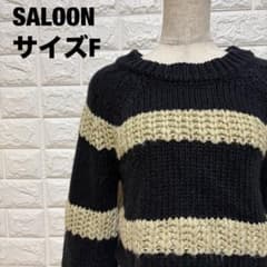 SALOON 블랙×아이보리 테두리 니트 짧은 길이 가을 겨울 2780