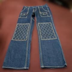 ハイロック児島ダブルニーデニムMヘアパッチチェーンステッチ