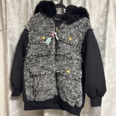 美品 ダイアグラムグレースコンチネンタル ダウン ツイードブルゾン 36 