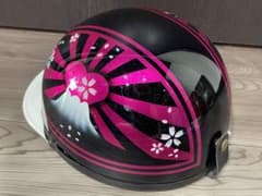 ラメ ピンク ハート 富士日章 コルク半 ヘルメット 旧車會 暴走